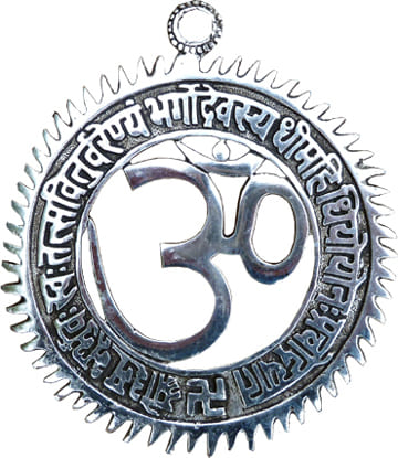 Om couleur gayatri mantra aluminium blanc 12.5cm