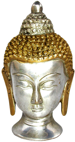 Tête de Bouddha tibet en laiton 2 couleurs 11cm