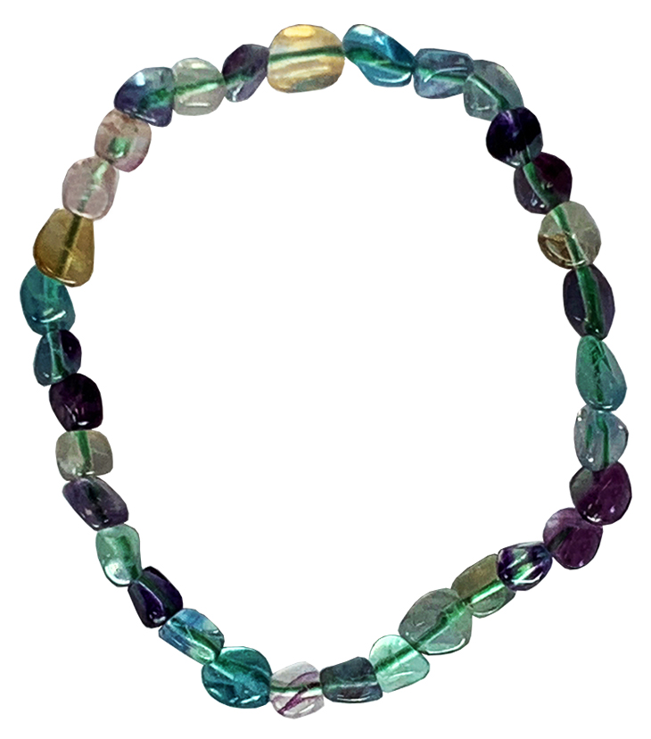 Bracelet Fluorite multicolore AA pierres roulées