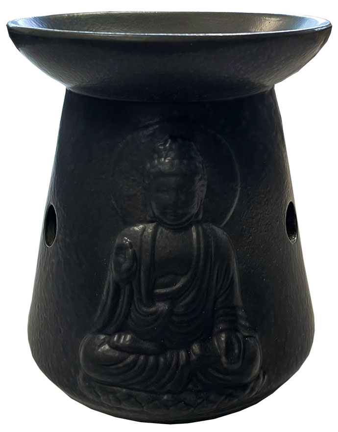 Brûleur huile céramique bouddha noir 12cm