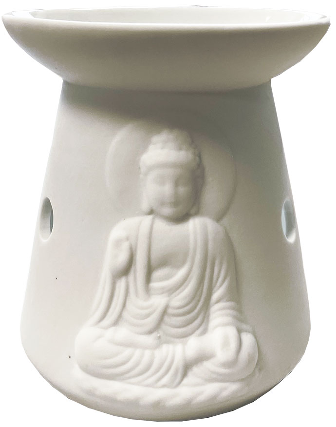 Brûleur huile céramique bouddha blanc 12cm