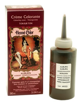 Packung mit 3 kastanienbraunen färbenden Henna-Cremes 90ml