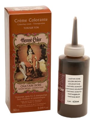 Packung mit 3 goldbraunen Henna-Färbecremes 90ml