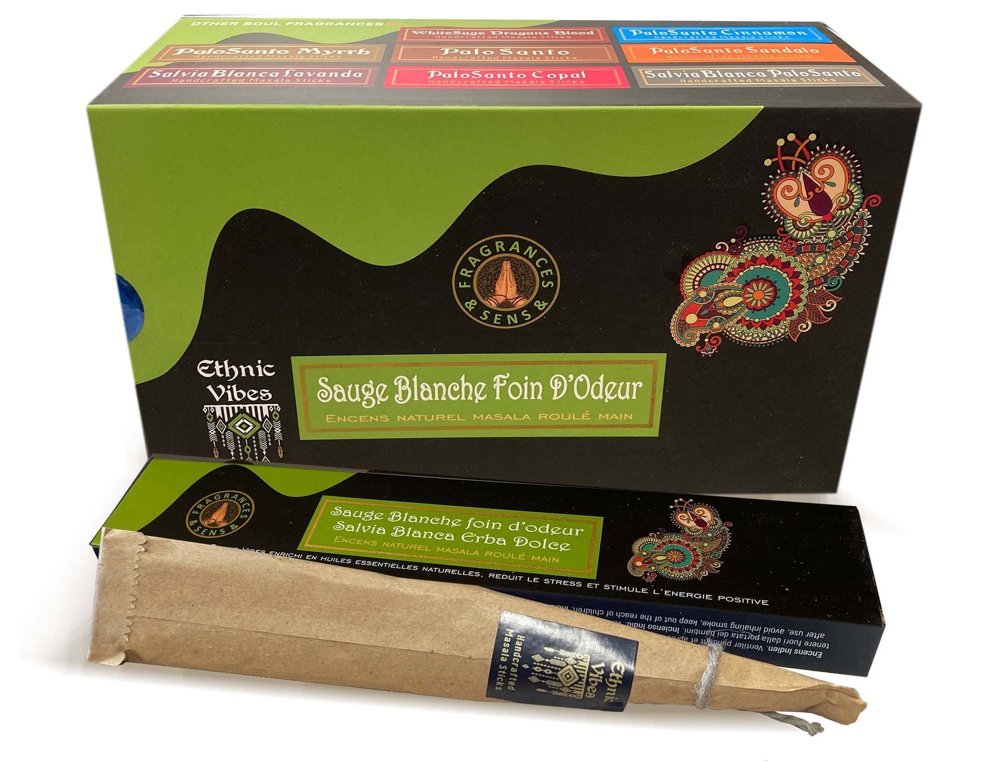Encens Fragrances & Sens Ethnic Vibes Sauge Blanche & Foin d'Odeur masala 15g chez Arabesk