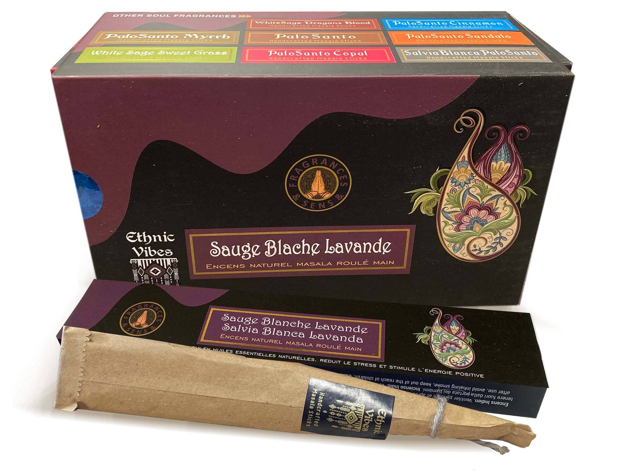 Encens Fragrances & Sens Ethnic Vibes Sauge Blanche & Lavande masala 15g chez Arabesk