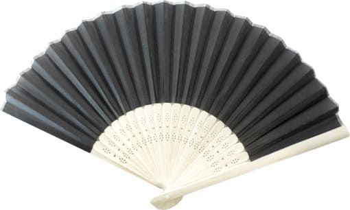 Eventail en bois tissu noir 38cm