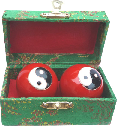 Boules de massage ying yang rouge 4.5cm