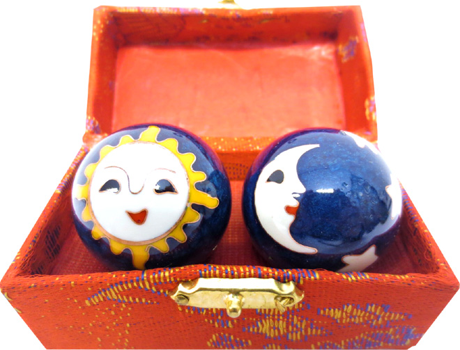 Boules de massage bleues lune & soleil 3.5cm