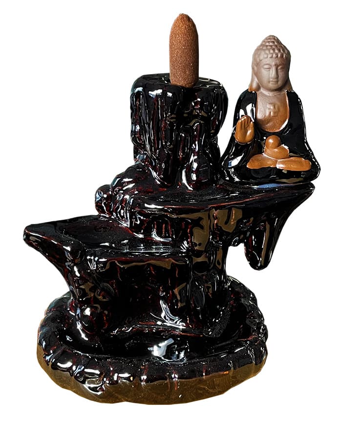 Porte encens backflow céramique Bouddha 15cm