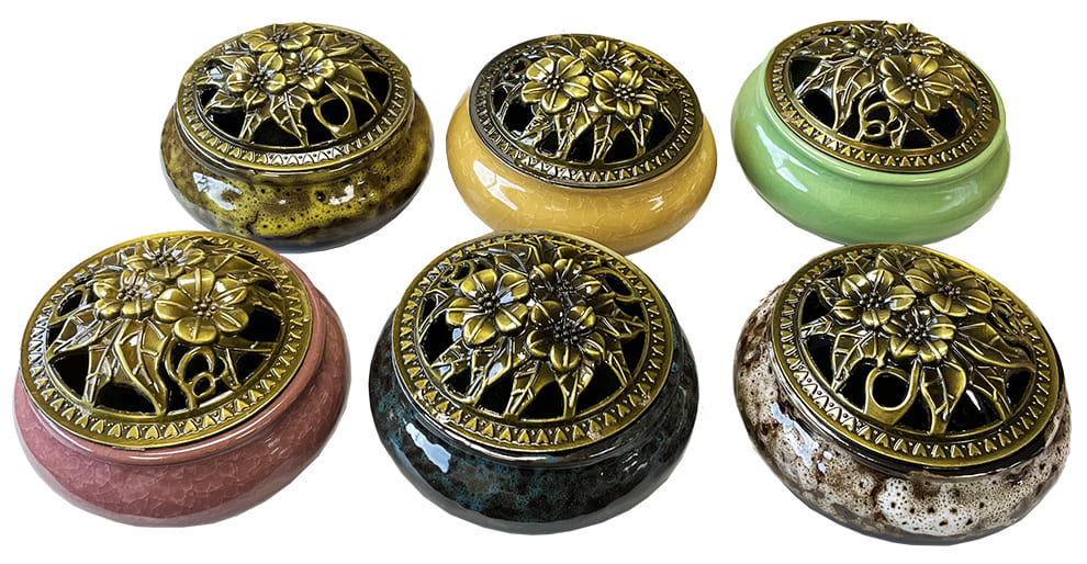 Porte encens céramique mix couleurs 10cm x6