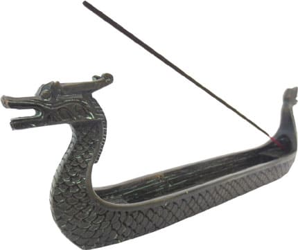 Porte encens bateau dragon noir 22cm