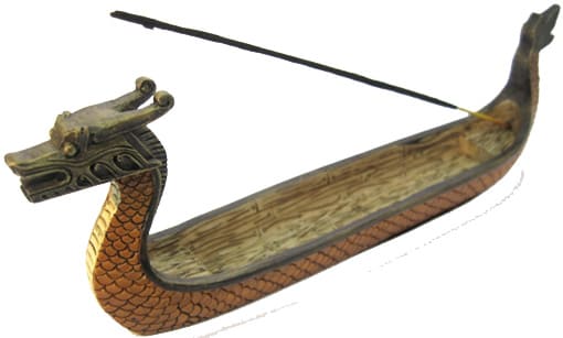 Porte encens bateau dragon couleur 22cm