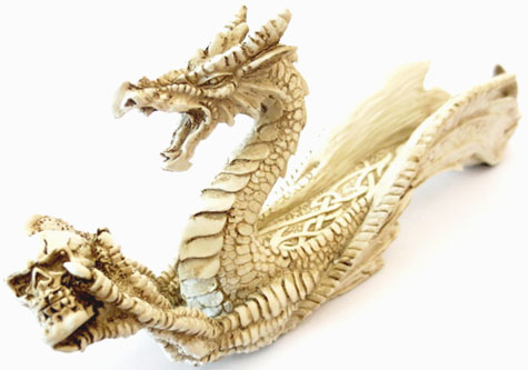 Porte encens dragon blanc 26cm