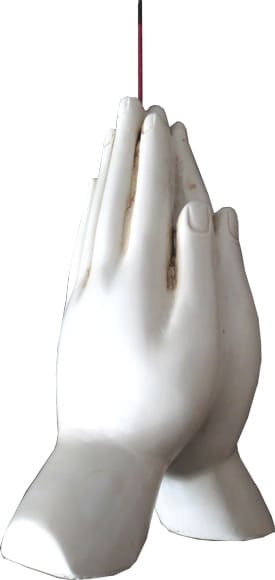 Porte encens main meditation blanche 13cm