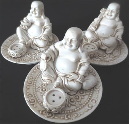 Porte encens happy bouddha blanc x3 9cm 