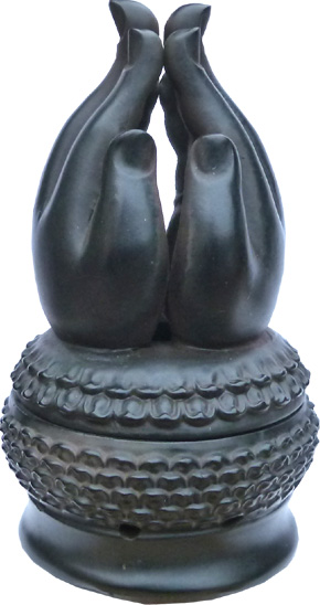 Porte encens main méditation noir 15cm