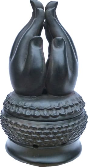 Porte encens main méditation noir 15cm