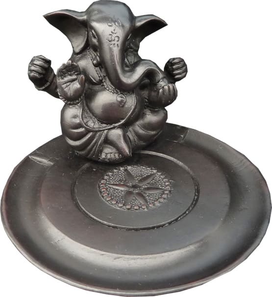 Porte encens résine ganesh rond  9x9x7 cm