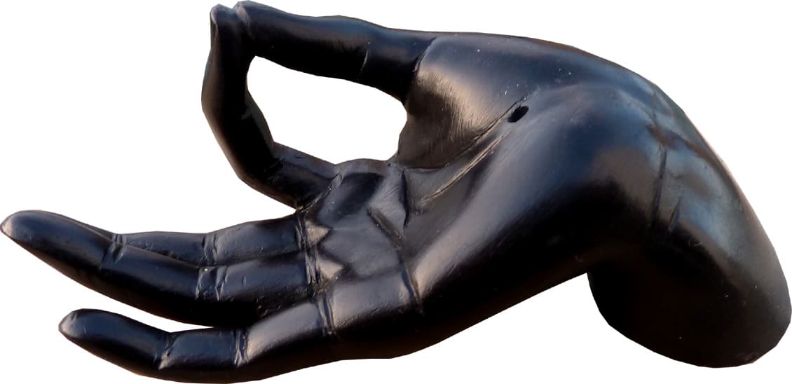 Porte encens main noire resine 11cm