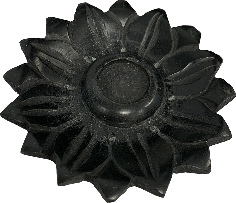 Porte encens pierre noir Lotus x4 10cm