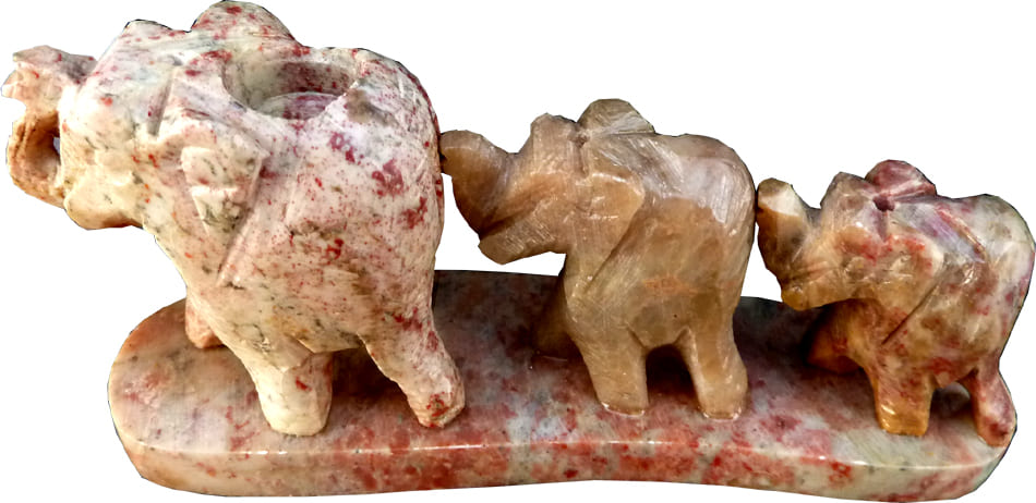 Porte encens trois élephants en pierre