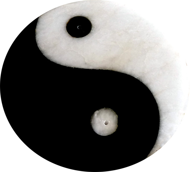 Porte encens pierre ying-yang noir & blanc 10cm