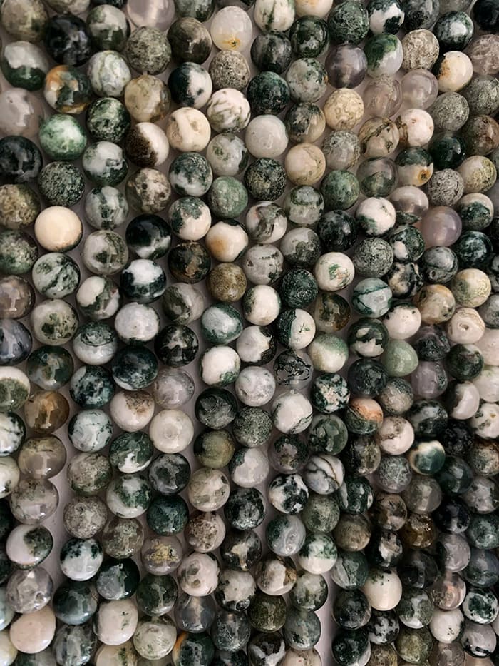 30 Perles En Agate D'arbre Naturelle - Diamètre 6 Mm - Pour Création Bijoux
