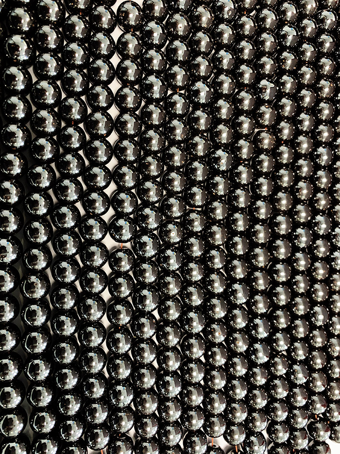 Hematite perles rondes 6mm sur fil 40cm