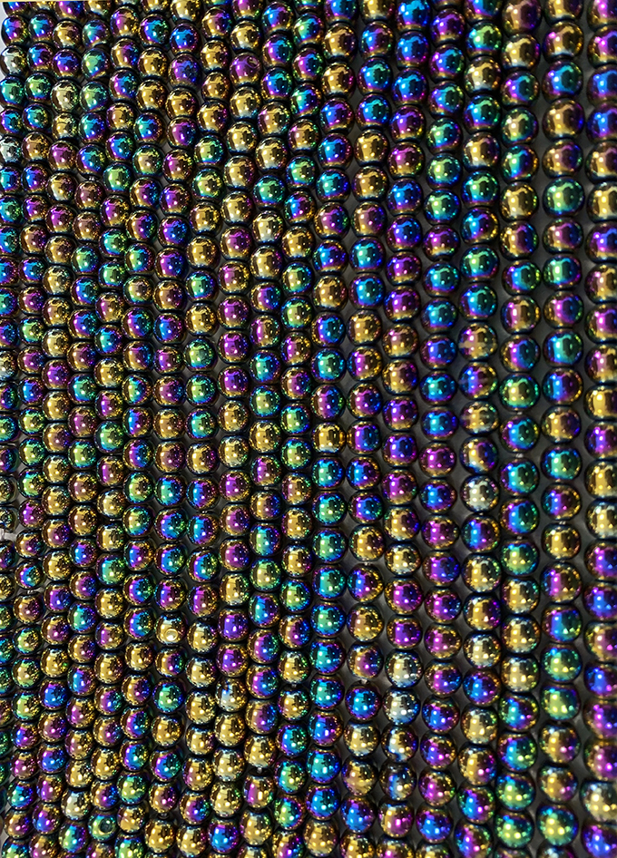 Hematite Rainbow A perles rondes 6mm sur fil 40cm