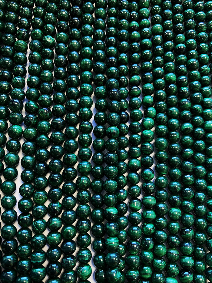 Malachite perles 6mm sur fil 40cm
