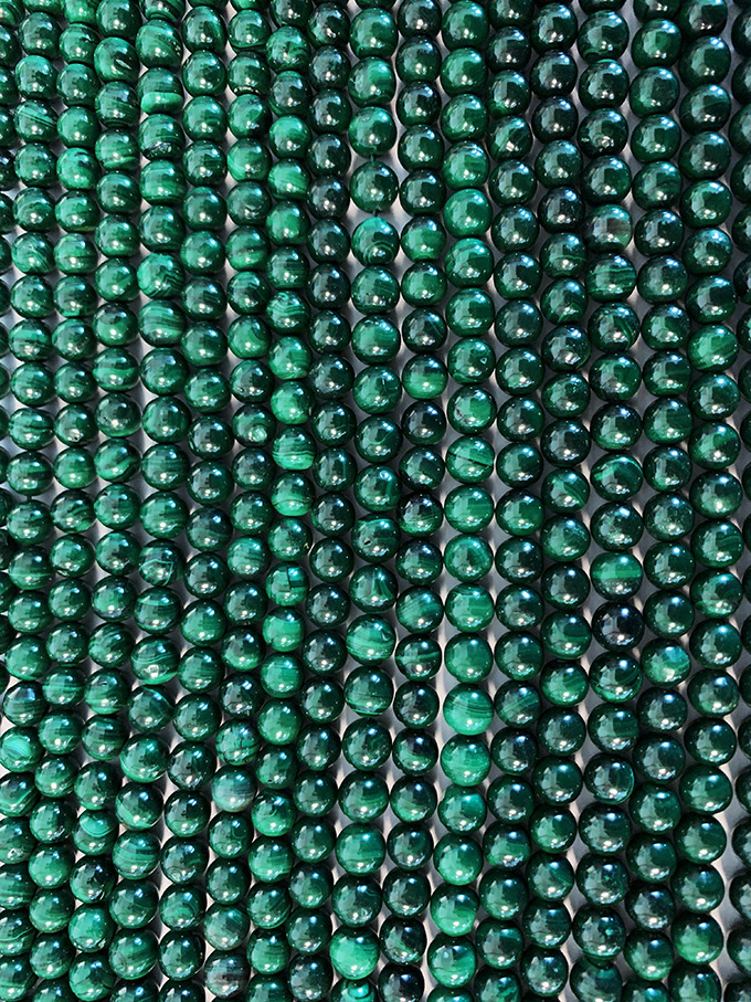 Malachite perles 8mm sur fil 40cm