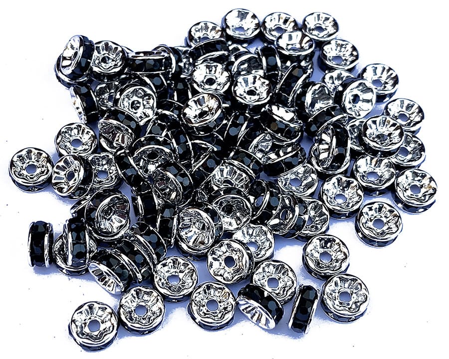 Espaceur strass noir 8mm x100