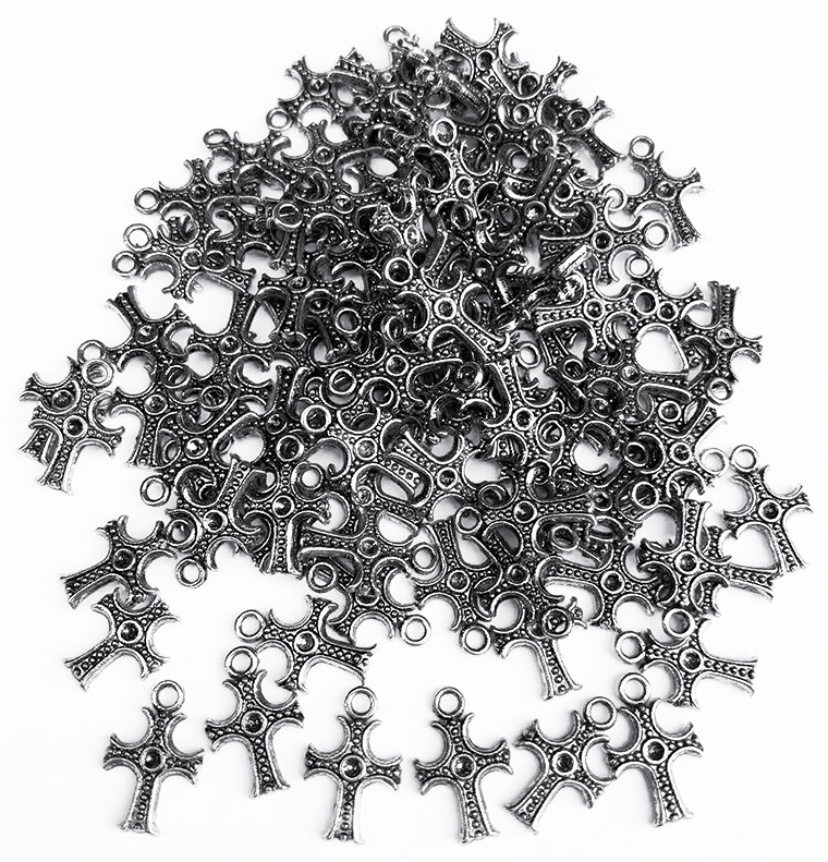 Perles charm's métal Croix 15mm x100
