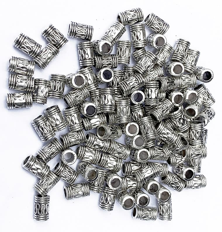 Espaceur métal argenté tube tribal 6mm x100