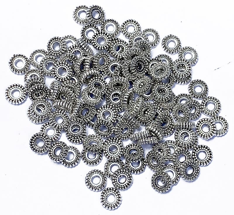 Espaceur métal argenté rond plat 6mm x100