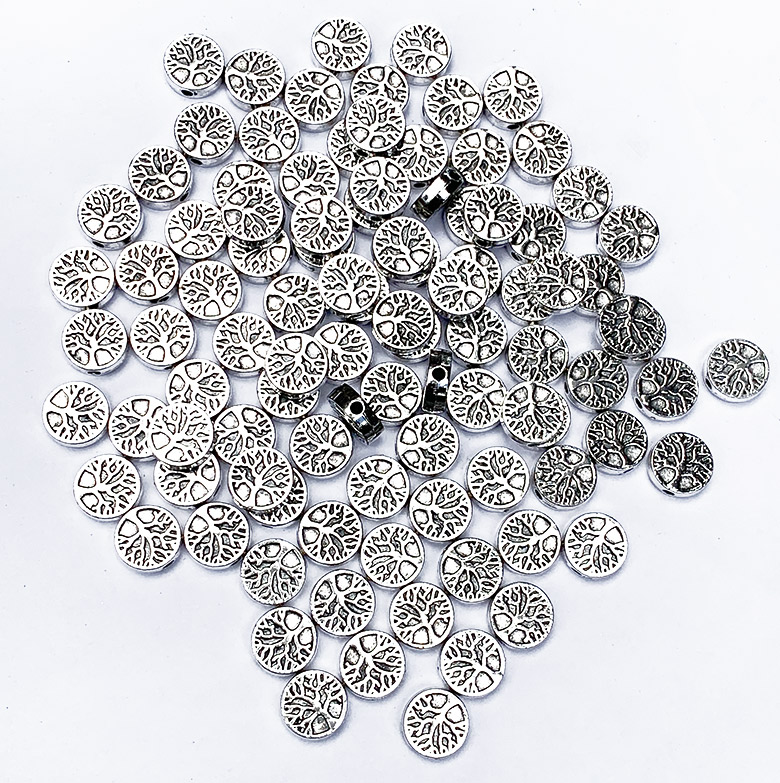 Perles charm's métal Arbre de Vie rond 9mm x100