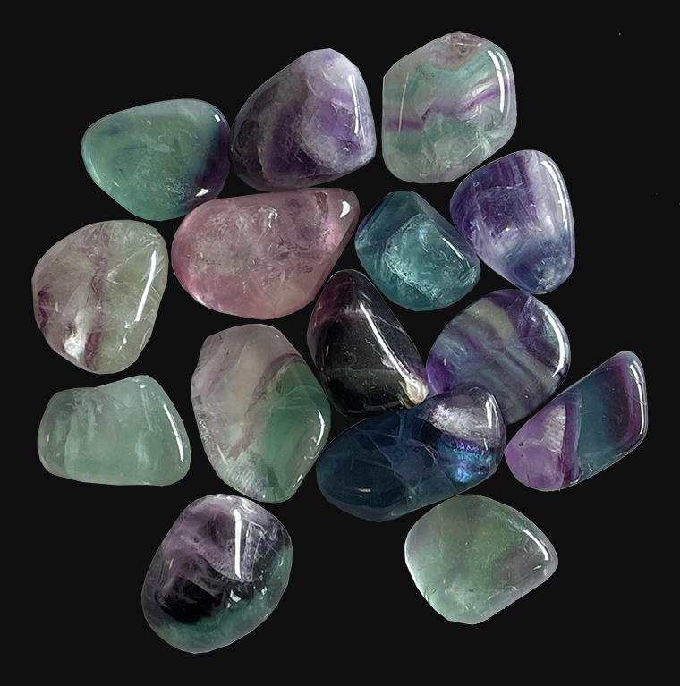 Fluorite Multicolore AA pierres roulées 250g