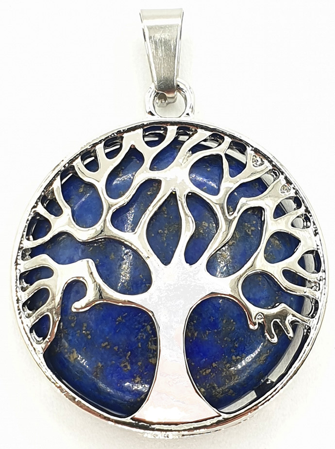Pendentif arbre de vie Lapis Lazuli métal & pierre 3cm