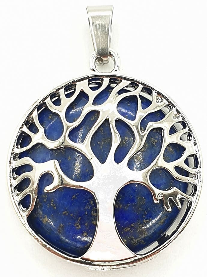 Pendentif arbre de vie Lapis Lazuli métal & pierre 3cm