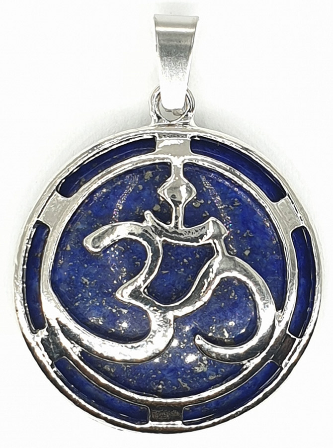 Pendentif métal Om Lapis Lazuli 3cm