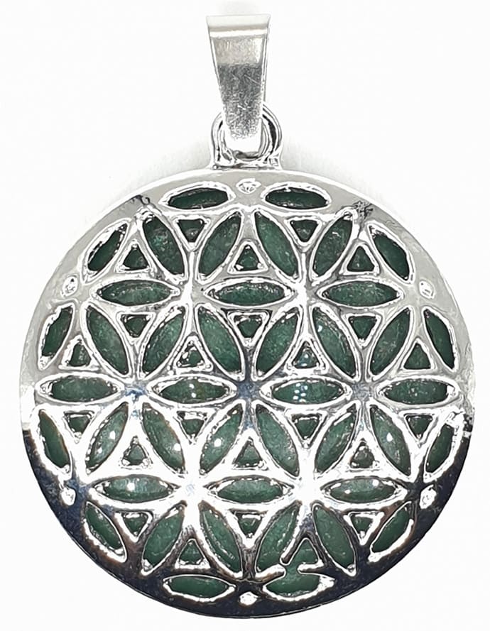 Pendentif métal Fleur de vie Aventurine Verte 3cm