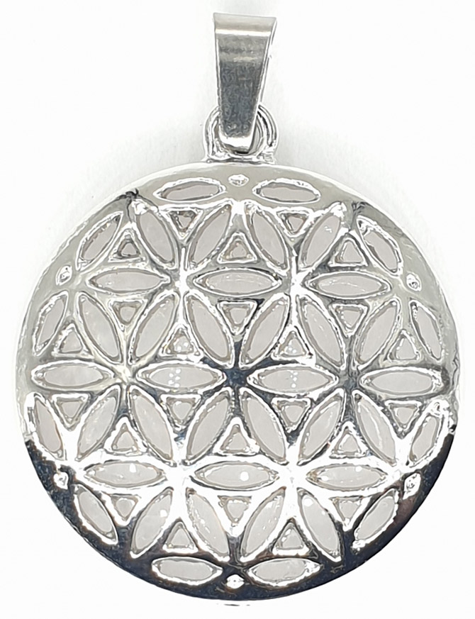 Pendentif métal Fleur de Vie Cristal de Roche 3cm