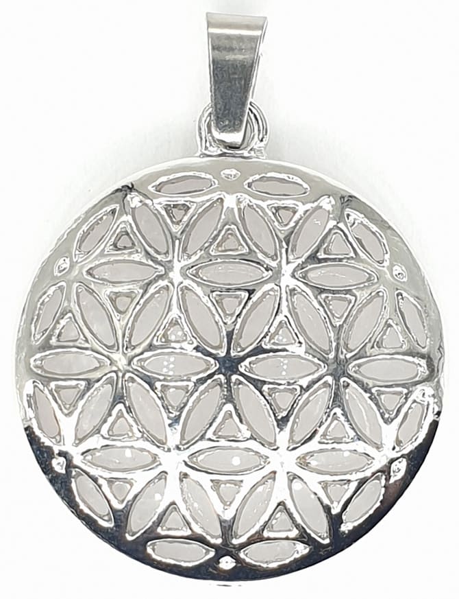 Pendentif métal Fleur de Vie Cristal de Roche 3cm