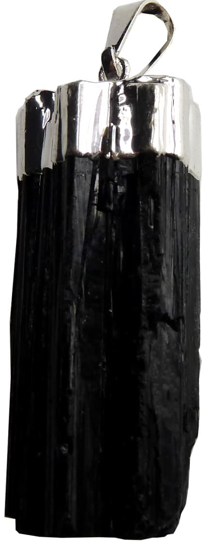 Pendentif brut tourmaline noire plaqué argent