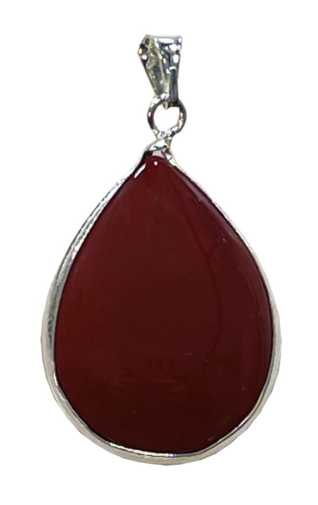 Pendentif goutte Jaspe Rouge plaqué argent