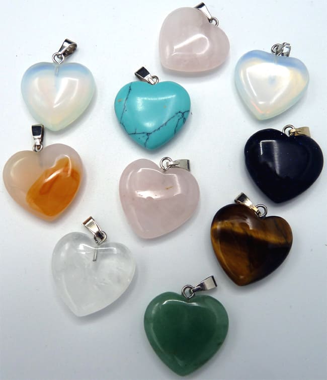 Pendentif coeur couleurs en pierre 10pcs