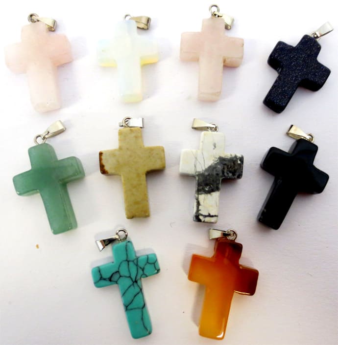 Pendentif croix en pierre 10pcs
