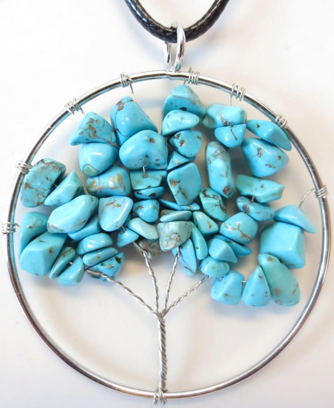 Collier Arbre de vie Turquoise 5cm