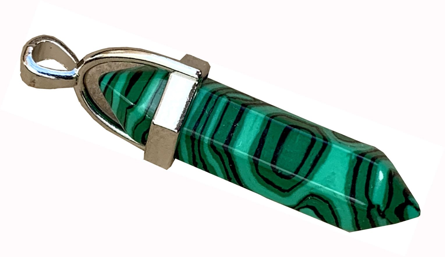 Pendentif conique Malachite & Metal