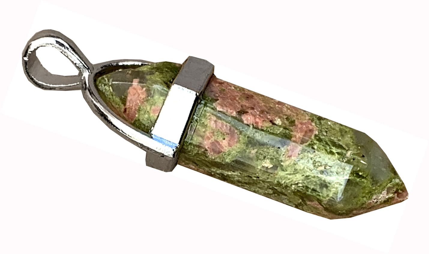 Pendentif conique Unakite & Metal